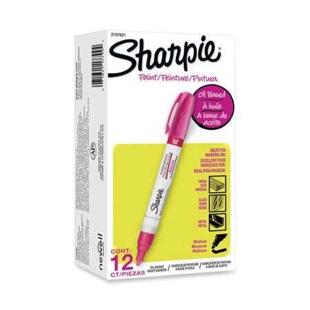 Sanford Sharpie, PERMANENT PAINT MARKER, MEDIUM BULLET TIP, PINK, DOZEN 2107621